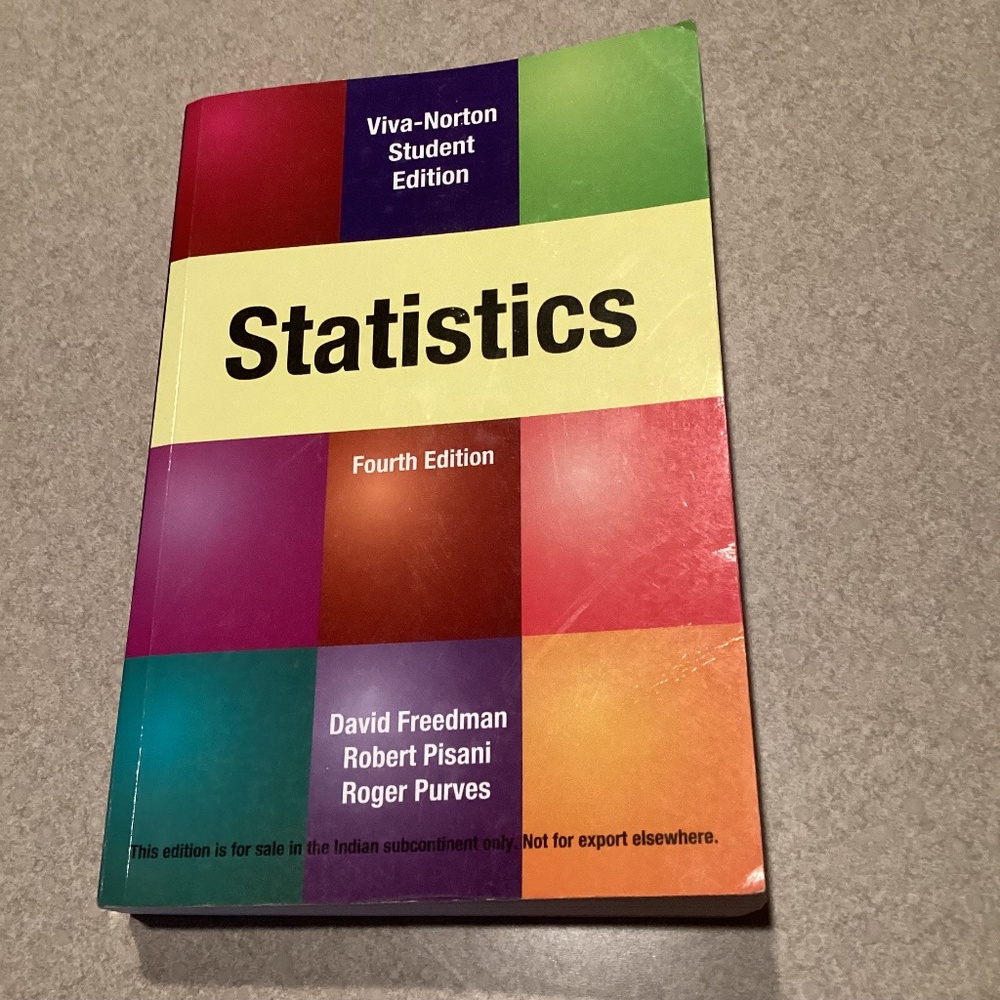 Statistics 4th Edition Book David Freedman Robert Pisani Roger Purves Viva Books